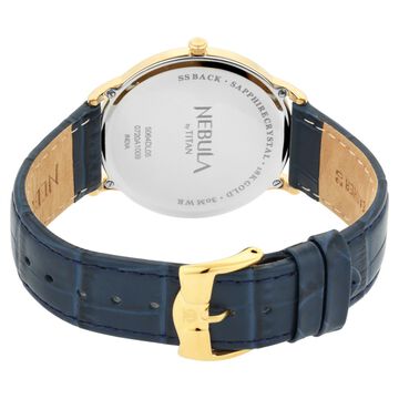 Titan Nebula Lustre 18k Gold Analog Leather Strap Watch for Men
