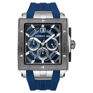 Cerruti 1881 Quartz Chronograph Blue Dial Blue Silicone Strap Watch For Men