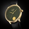 Sonata Sonata Gold Quartz Analog Sacred Forest Green With Gold Coin Dial Black Leather Strap Watch For Men - image number 1