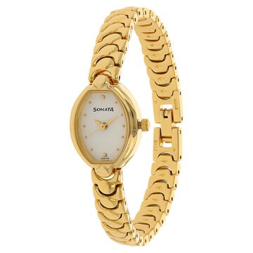 Sonata Quartz Analog White Dial Metal Strap Watch for Women