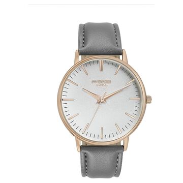 Sonata Poze Quartz Analog White Round Dial Grey Leather Strap Watch For Men
