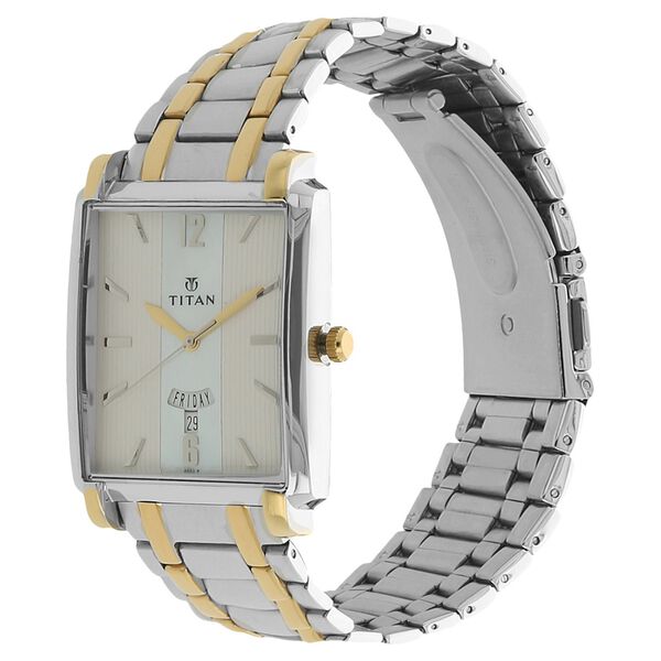 Titan Quartz Analog with Day and Date Silver Dial Stainless Steel Strap Watch for Men - image number 1