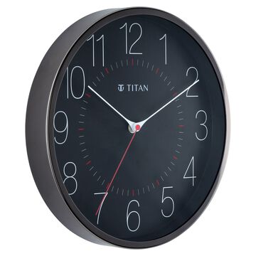 Titan Metallic Black Wall Clock with Slim Hands - 30 cm x 30 cm (Medium)
