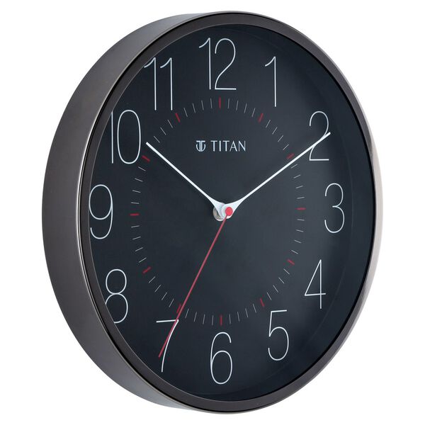 Titan Metallic Black Wall Clock with Slim Hands - 30 cm x 30 cm (Medium) - image number 2
