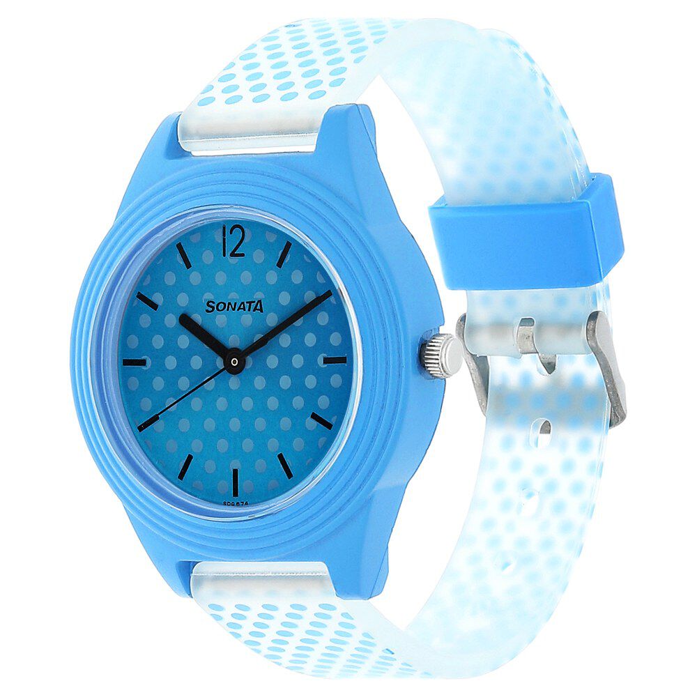 Sonata Colorpop Blue Dial Women Watch With Plastic Strap