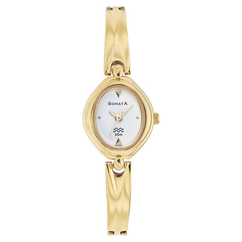 Sonata Quartz Analog White Dial Stainless Steel Strap Watch for Women