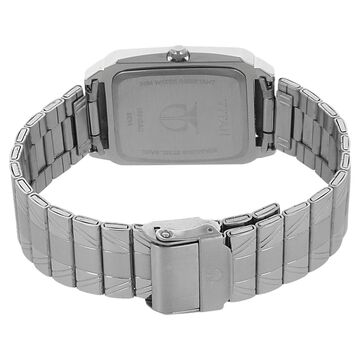 Titan Quartz Analog with Day and Date Silver Dial Silver Stainless Steel Strap Rectangular Shaped Watch For Men