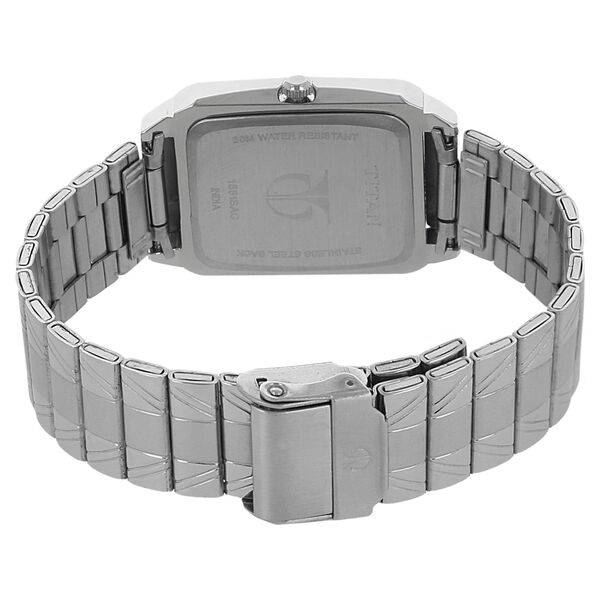 Titan Quartz Analog with Day and Date Silver Dial Silver Stainless Steel Strap Rectangular Shaped Watch For Men - image number 3