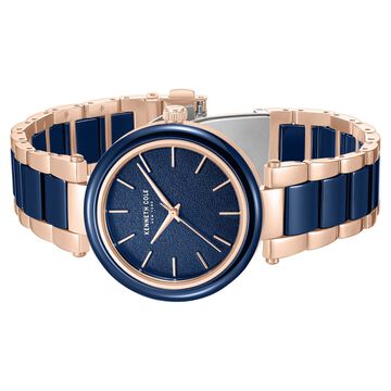Kenneth Cole Quartz Analog Blue Dial Blue Stainless Steel & Ceramic Strap Watch For Women