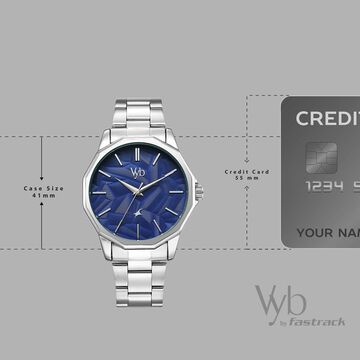 Vyb Drift By Fastrack Quartz Analog Blue Dial Silver Stainless Steel Strap Watch For Guys
