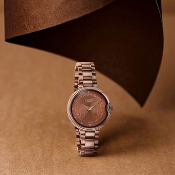 Poze By Sonata Quartz Analog Brown Dial Brown Metal Strap Watch For Women