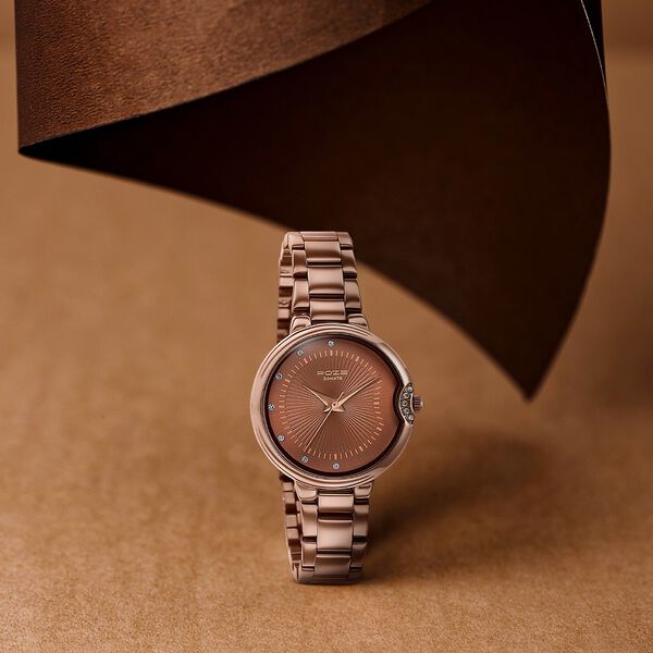 Poze By Sonata Quartz Analog Brown Dial Brown Metal Strap Watch For Women - image number 0