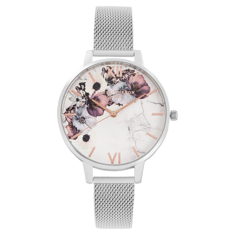 Olivia Burton Quartz Analog White Dial Stainless Steel Strap Watch for Women