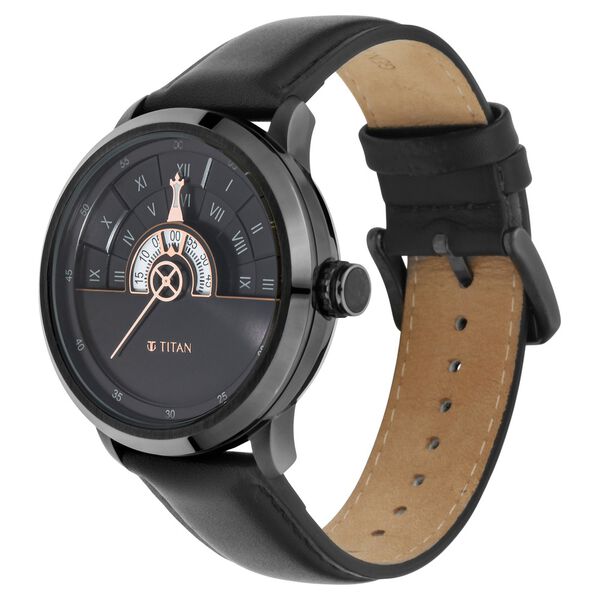 Titan Grandmaster Black Dial Quartz Analog Leather Strap Watch for Men - image number 2