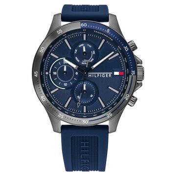 Tommy Hilfiger Quartz Multifunction Blue Dial Silicone Strap Watch for Men