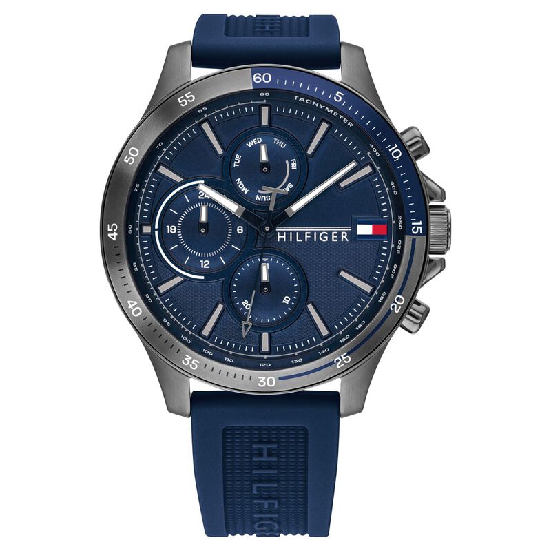 Tommy Hilfiger Quartz Multifunction Blue Dial Silicone Strap Watch for Men - image number 0