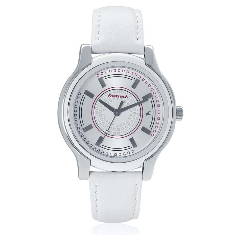 Fastrack Quartz Analog Silver Dial Leather Strap Watch for Girls - image number 0