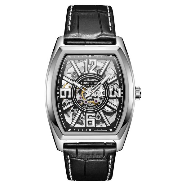 Kenneth Cole Automatic Black Dial Leather Strap Watch for Men - image number 0