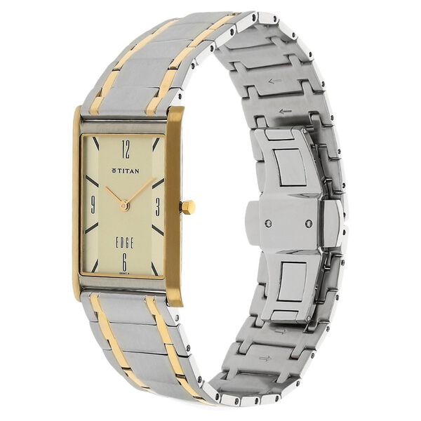 Titan Quartz Analog Champagne Dial Stainless Steel Strap Watch for Men - image number 1