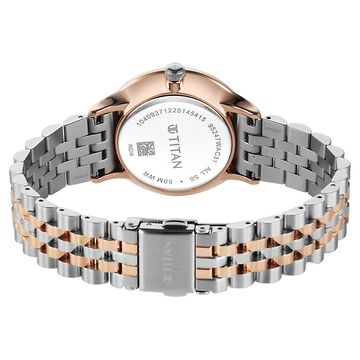 Titan Purple Prestige Quartz Analog with Date Brown Dial Brown Stainless Steel Strap Watch For Women