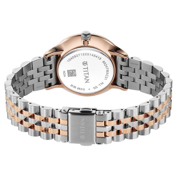 Titan Purple Prestige Quartz Analog with Date Brown Dial Brown Stainless Steel Strap Watch For Women - image number 5