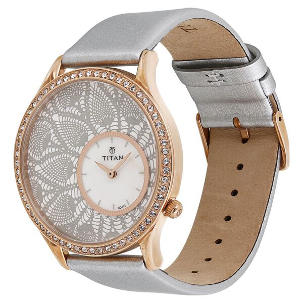 Buy Online Titan Analog Mother of Pearl Dial Leather Strap watch for ...