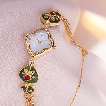 Titan Nebula Deccan Treasures Quartz Analog 18 Karat Solid Gold Watch for Women