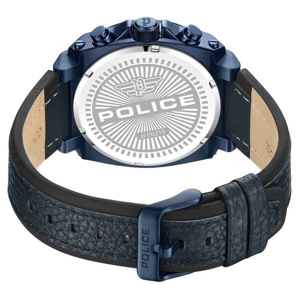Police Quartz Analog with Dual Time and Date Blue Leather Strap for Men - image number 2