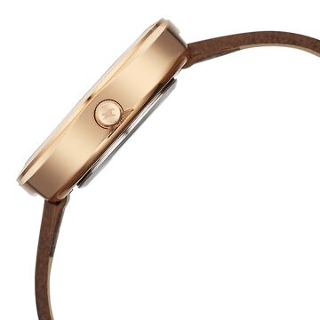 Fastrack Gelato rosegold analog leather strap watch with Chocolate dial for Girls