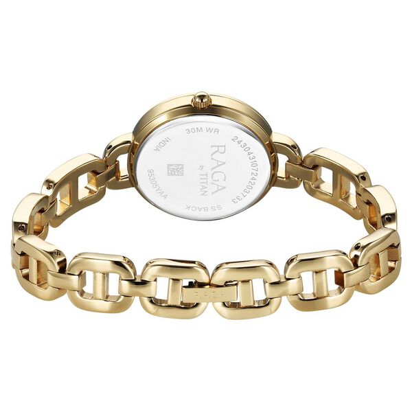 Titan Raga Showstopper Quartz Analog Golden Dial Metal Strap Watch For Women - image number 4