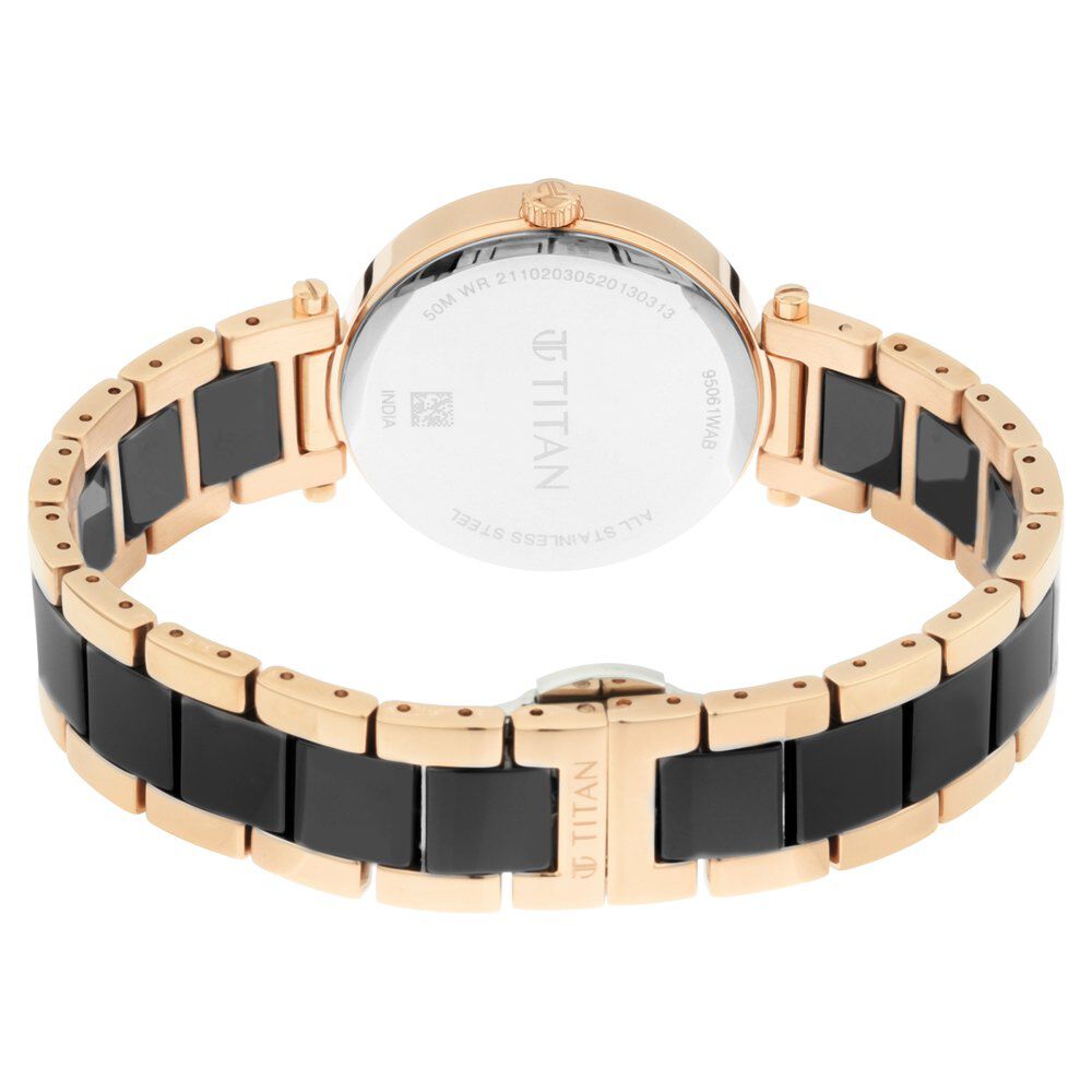 Buy Online Titan Quartz Analog Black Dial Ceramic Strap Watch for
