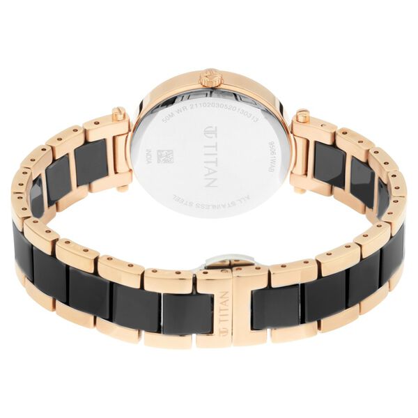 Titan Quartz Analog Black Dial Ceramic Strap Watch for Women - image number 4