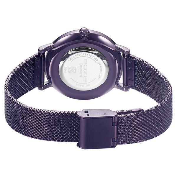 Poze by Sonata Quartz Analog Purple Dial Stainless Steel Strap Watch for Women - image number 4