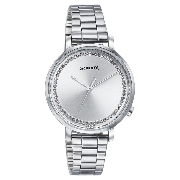 Sonata Elegent Essentials Quartz Analog Silver Dial Stainless Steel Strap Watch For Women - image number 1