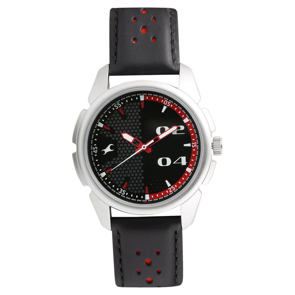 Buy Online Fastrack Loopholes Quartz Analog Black Dial Leather Strap Watch for Guys nn3124sl05 Titan
