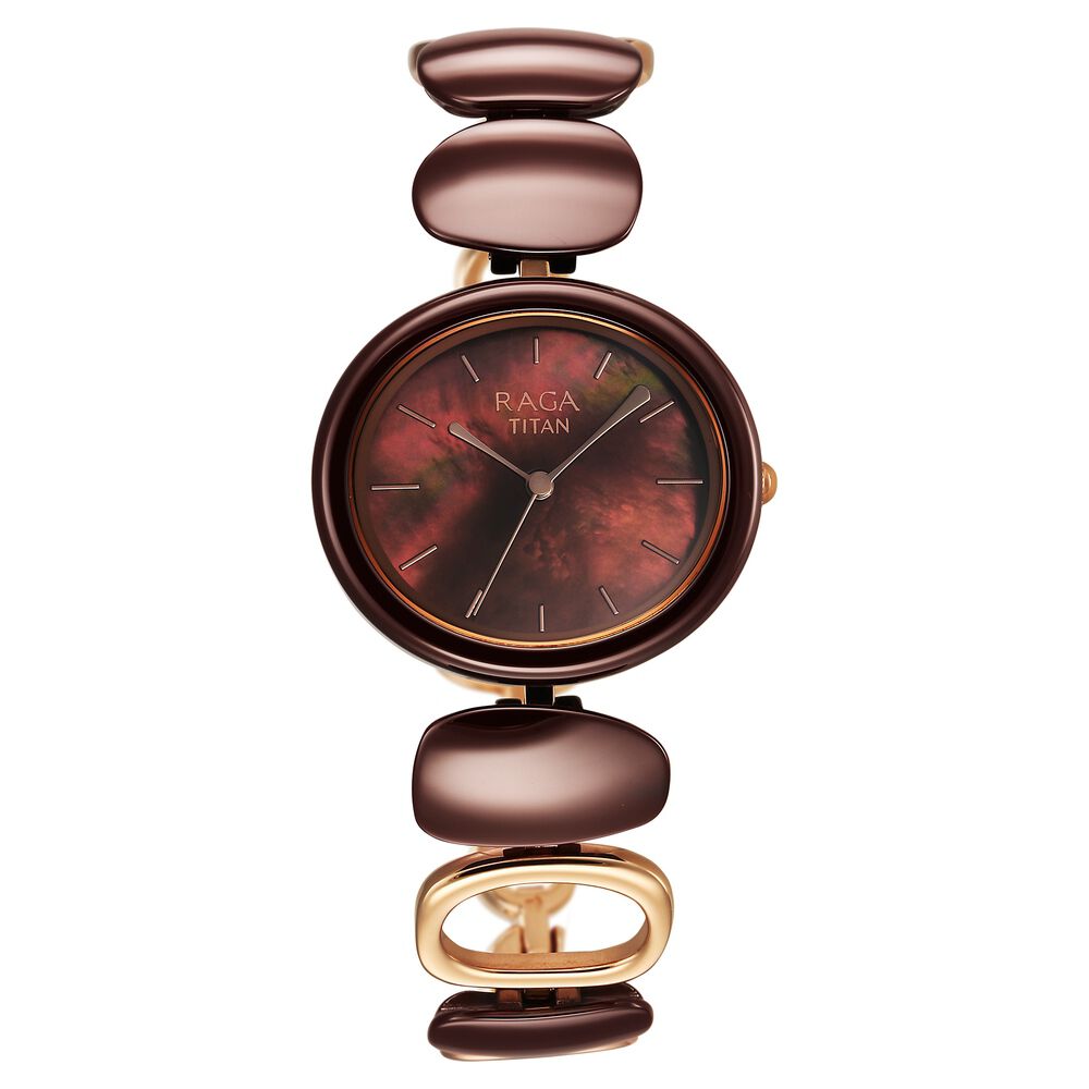 Titan Raga Ceramics Quartz Analog Brown Mother of pearl Dial Metal & Ceramic Strap Strap Watch For Women-image-30