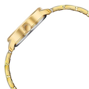 Sonata Poze Quartz Analog Mother of Pearl Dial Golden Metal Strap Watch For Women