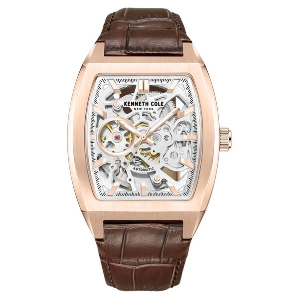 Kenneth Cole Automatic White Dial Leather Strap Watch For Men - image number 0