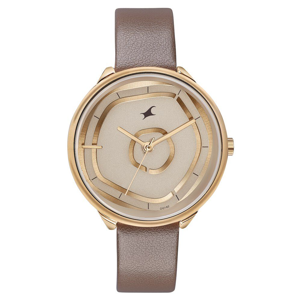 Buy Online Fastrack Stunners Quartz Multifunction Rose Gold Dial Leather Strap Watch for Girls 6303wl01 Titan