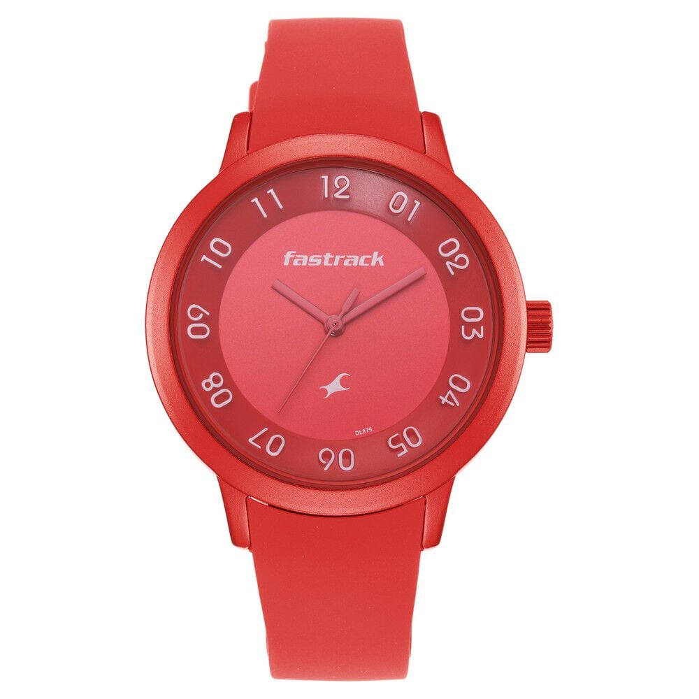 Buy Online Pop Colours Red Dial Silicone Strap Watch for Girls