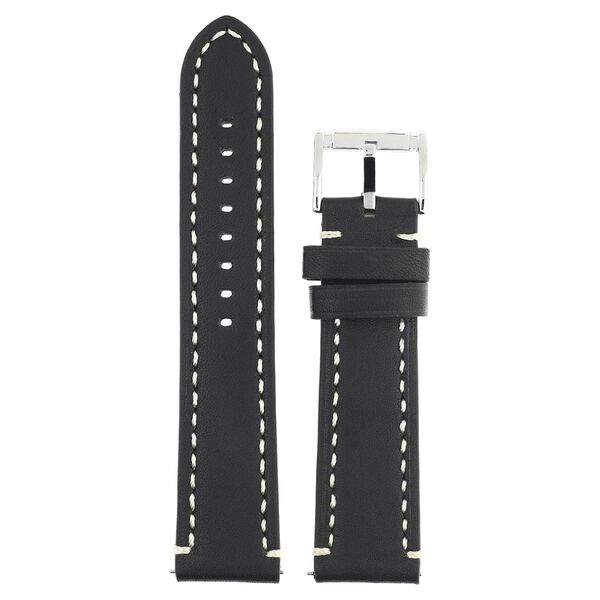 22 mm Black Genuine Leather Straps for Men - image number 0