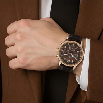 Titan Men's Metropolitan Luxe: Multifunction brown Dial with leather Strap