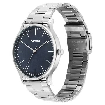 Sonata Aspire Quartz Analog Blue Dial Stainless Steel Strap Watch For Men
