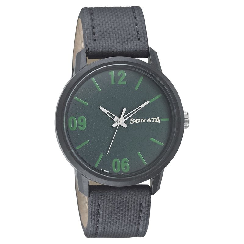 Sonata Quartz Analog Grey Dial Leather Strap Watch for Men