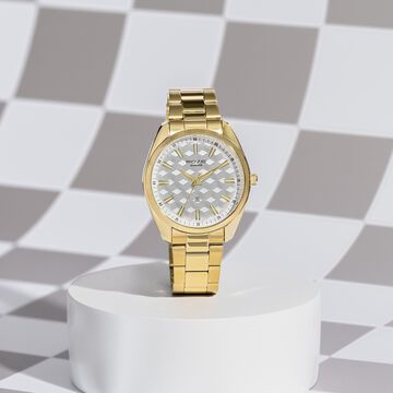 Sonata Poze Quartz Analog Two Toned Dial Golden Colour Stainless Steel Strap Watch For Men