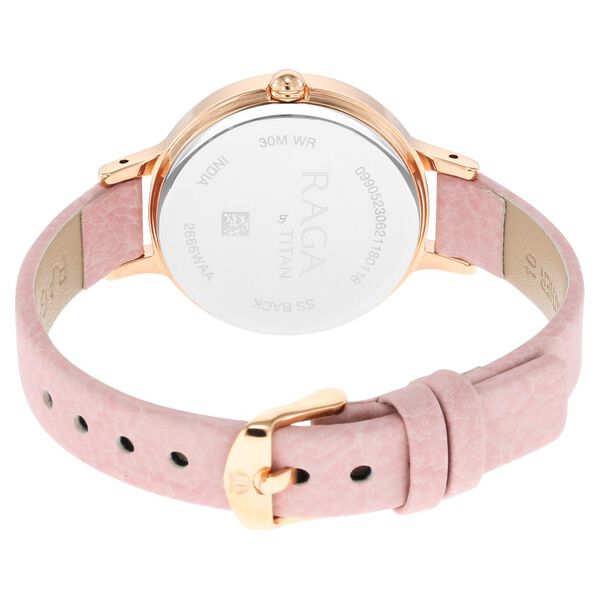 Titan Raga Viva Quartz Analog with Date White Dial Leather Strap Watch for Women - image number 4