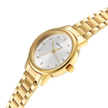 Sonata Classic Gold Silver Dial Metal Strap Watch for Women