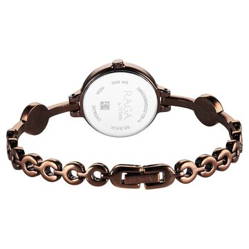 Titan Raga Viva Quartz Analog Rose Gold Dial Brown Metal Strap Watch for Women