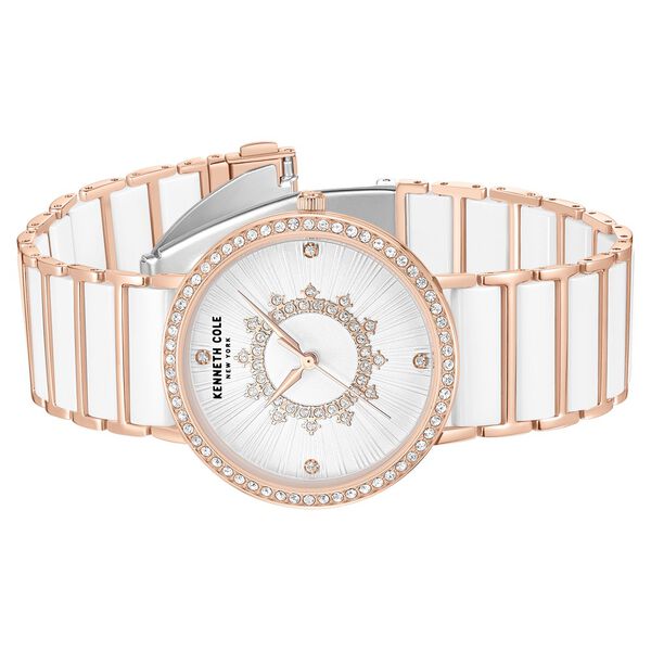 Kenneth Cole Quartz Analog White Dial White Stainless Steel & Ceramic Strap Watch For Women - image number 2