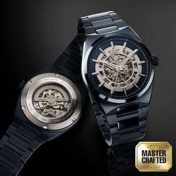 Titan Nexus Skeletal Automatic Analog with Blue Dial Blue Stainless Steel Strap Watch for Men